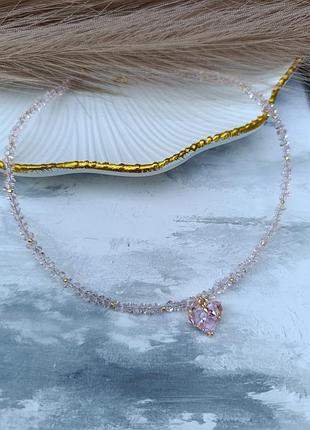 Чокер, цепочка, ожерелье с подвеской сердце