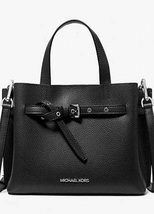 Сумка жіноча michael kors оригінал emilia small pebbled leather satchel чорна8 фото