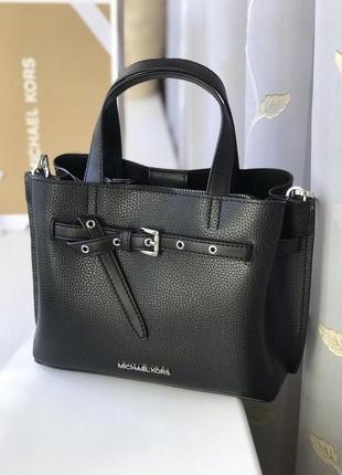 Сумка женская michael kors оригинал emilia small pebbled leather satchel черная