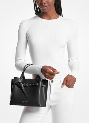 Сумка жіноча michael kors оригінал emilia small pebbled leather satchel чорна7 фото