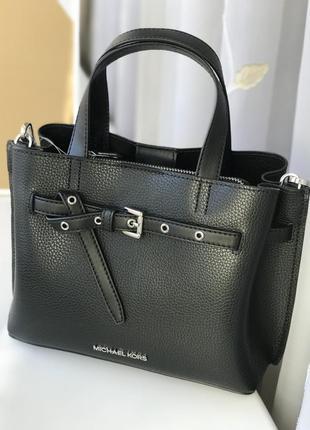 Сумка жіноча michael kors оригінал emilia small pebbled leather satchel чорна2 фото