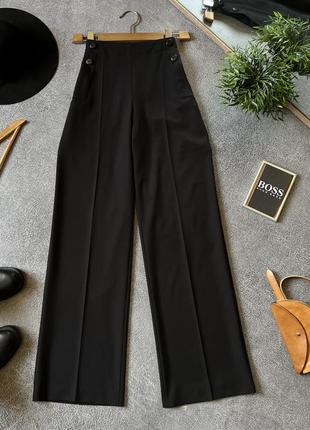Шикарные черные брюки палаццо брюки hugo boss с высокой посадкой трубы клеш классические офисные люкс дорогого бренда хьюго оригинал1 фото