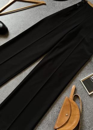 Шикарные черные брюки палаццо брюки hugo boss с высокой посадкой трубы клеш классические офисные люкс дорогого бренда хьюго оригинал9 фото