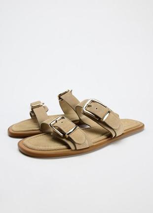 Шлепанцы бежевые женские zara new