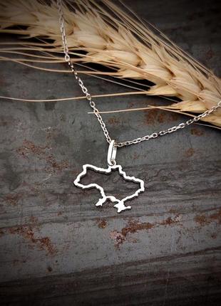 Кулон+цепочка з символікою україни, ланцюжок карта україни