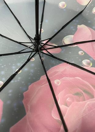 Зонт женский автомат  rain flowers c цветочным принтом 9 спиц анти-ветер4 фото