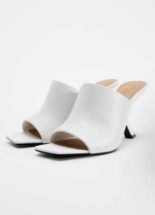 Шкіряні мюлі білі жіночі zara new