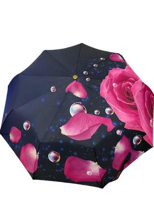 Зонт женский автомат  rain flowers c цветочным принтом 9 спиц анти-ветер3 фото