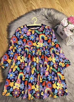 Невероятное яркое качественное платье с принтом на девочку 3/4р f&f