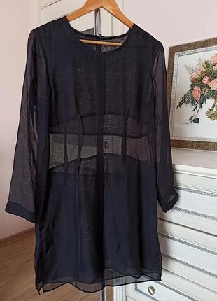 100% шелк длинная шелковая туника zara