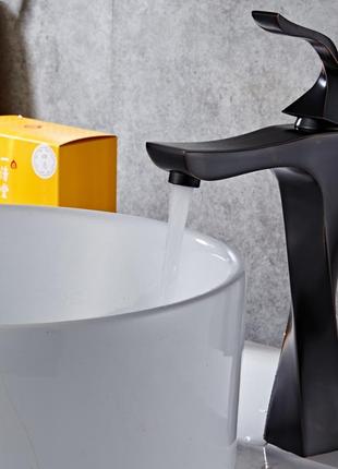 Дизайнерский смеситель для умывальника wanfan люкс качества, кран в ванную с одной ручкой матовый черный