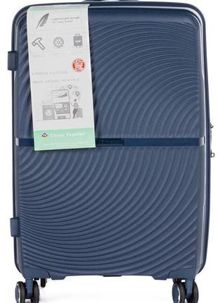 Средний пластиковый чемодан из поликарбоната 65l horoso синий