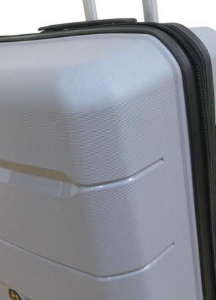 Большой чемодан на колесах из полипропилена 93l my polo, турция серый9 фото