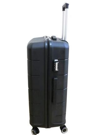 Большой чемодан на колесах из полипропилена 93l my polo, турция черный5 фото