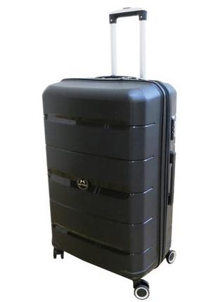Большой чемодан на колесах из полипропилена 93l my polo, турция черный3 фото