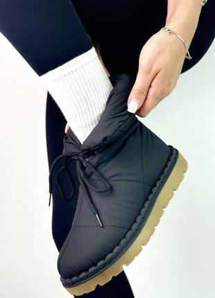 Дутики черевики зимові водонепроникні чорні білі молочні