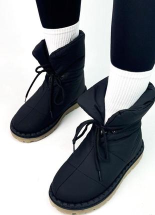 Дутики черевики зимові водонепроникні чорні білі молочні