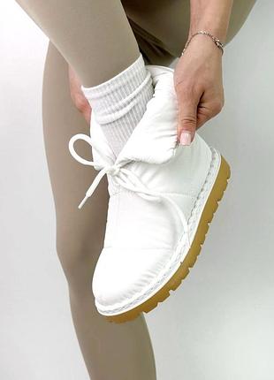 Дутики черевики зимові водонепроникні чорні білі молочні