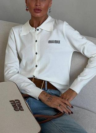 Кофта поло в стиле miu белая