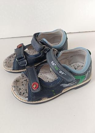 Р 27/9 устілка 17,5 см шкіряні мокасини босоніжки сандалії на дівчинку або хлопчика сині