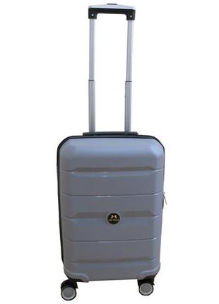 Пластиковый малый чемодан из полипропилена 40l my polo серый2 фото