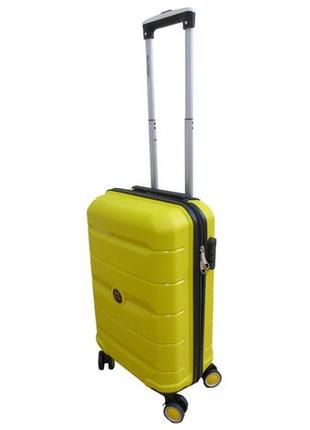 Малый чемодан из полипропилена, ручная кладь 40l my polo желтый3 фото