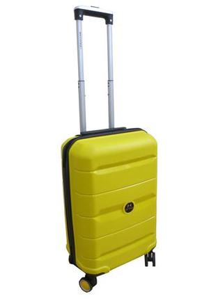 Малый чемодан из полипропилена, ручная кладь 40l my polo желтый2 фото
