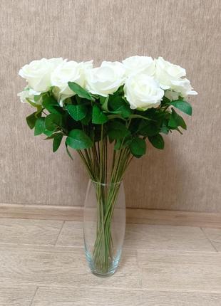 Штучні квіти білі троянди 52см