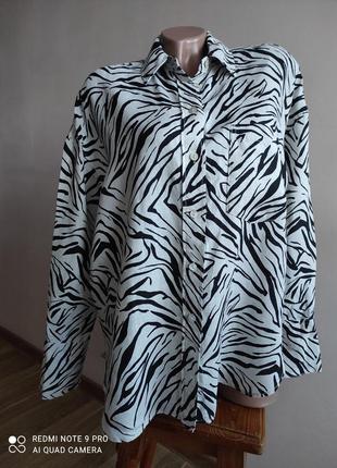 Льняная рубашка в анималистичный принт