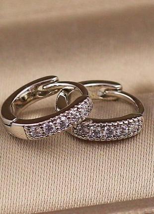 Серьги xuping jewelry детские дорожка из камешков 10 мм серебристые