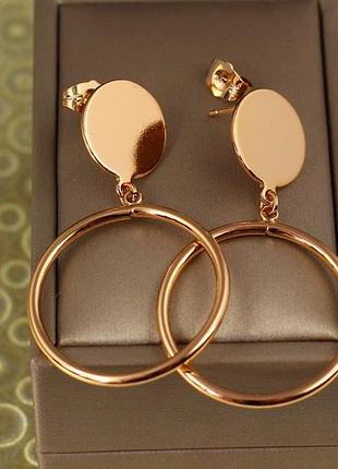 Сережки гвоздики xuping jewelry монетка з тунелем 5,2 см золотисті