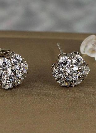 Серьги  xuping jewelry соцветие 9 мм серебристые