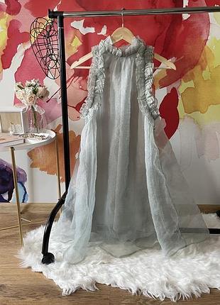 Короткое легкое фатиновое платье h&m бирюзовое размер м