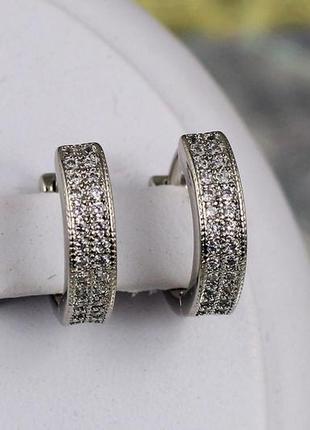 Серьги xuping jewelry кольца бортики шарики 1.4 см серебристые