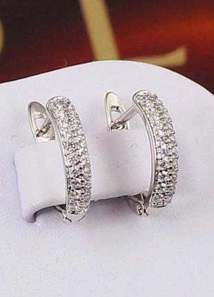 Серьги xuping jewelry две дорожки из фианитов 1.4 см серебристые