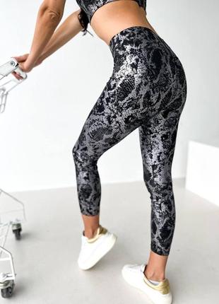 Женский серый спортивный костюм лосины и топ из высококачественных материалов6 фото