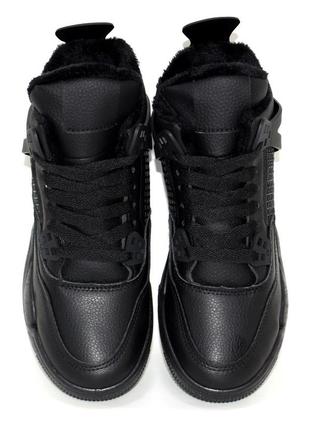 Зимові спортивні черевики кросівки на хутрі чорний5 фото