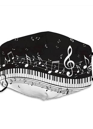 Багаторазова хлопкова маска з музичним прінтом