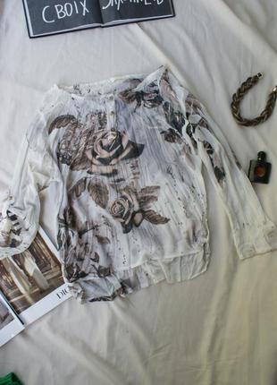 Актуальная блуза оверсайз цветочный принт италия