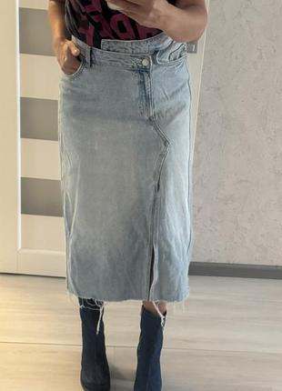 Длинная джинсовая юбка zara