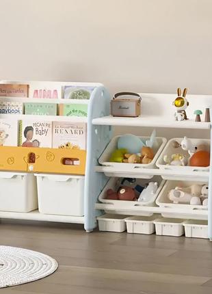 Книжная полка lumpurini niko montessori l органайзер для игрушек на 10 контейнеров. стеллаж в детскую комнату