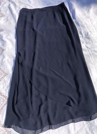 Спідниця шифонова темно синя довга