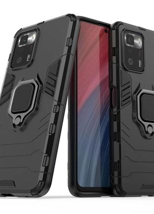Чехол fiji ring для xiaomi redmi note 10 pro 5g (asian version) бронированный бампер с кольцом черный