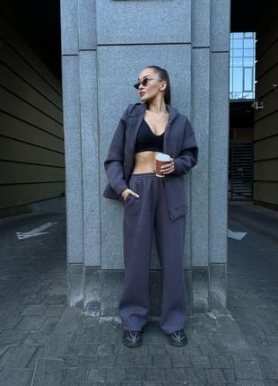 Теплый прогулочный костюм (туречки) свободного кроя oversize на флисе