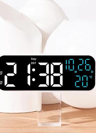 Часы электронные настольные 17,5 см. зеркальные. температура, дата, будильник.