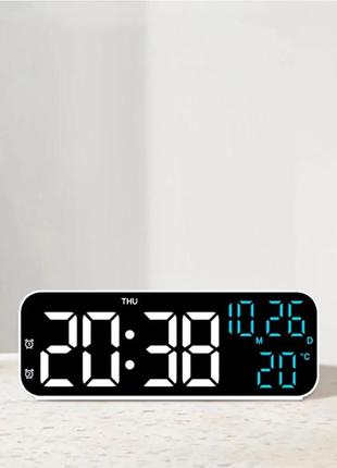 Часы электронные настольные 17,5 см. зеркальные. температура, дата, будильник.