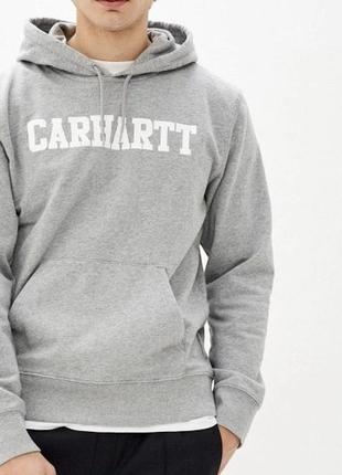 Мужское худи carhartt унисекс серое толстовка с капюшоном кофта