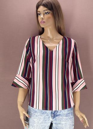 Брендовая блузка "papaya" в цветную полоску. размер uk12.