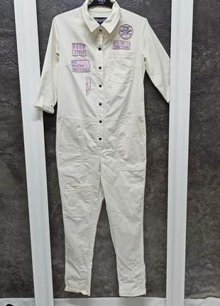 Білий комбенізон alpha bravo,жіночий котоной комбез зі штанами