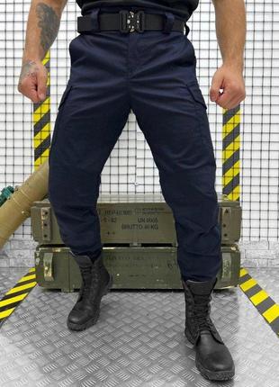 Тактические брюки дснс синего цвета штаны синие ripstop боевые штаны синие рип-стоп с утяжками на штанах